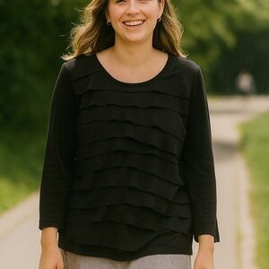 Chico’s Travelers Chiffon Textured Front Top Size XL